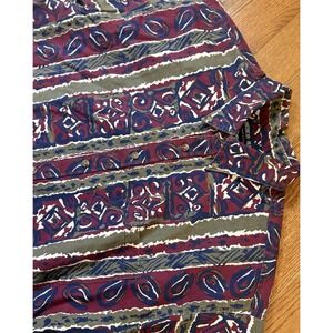 American Blue Mens XL Abstract Tribal Geometric AOP Button Down Shirt USA Made